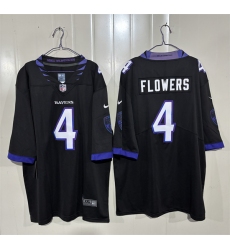Men's Baltimore Ravens #4 Zay Flowers Black 2026 Alternate Vapor Limited Football Stitched Jersey