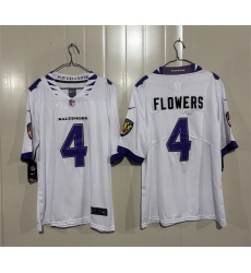 Men's Baltimore Ravens #4 Zay Flowers White 2026 Alternate Vapor Limited Football Stitched Jersey