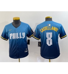 Womens Philadelphia Phillies #8 Nick Castellanos Blue 2024 City Connect Limited Stitched Jersey