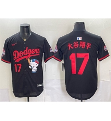 Men's Los Angeles Dodgers #17 大谷翔平 Black Hello Kitty Night 2025 World Series Champions Stitched Baseball Jersey
