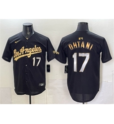 Men's Los Angeles Dodgers #17 Shohei Ohtani Black Gold Limited Stitched Baseball Jersey