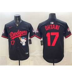 Men's Los Angeles Dodgers #17 Shohei Ohtani Black Hello Kitty Night 2025 World Series Champions Stitched Baseball Jersey