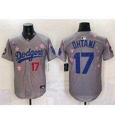 Men's Los Angeles Dodgers #17 Shohei Ohtani Grey 2025 Tokyo Series Limited Stitched Baseball Jersey