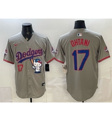 Men's Los Angeles Dodgers #17 Shohei Ohtani Grey Hello Kitty Night 2025 World Series Champions Stitched Baseball Jersey