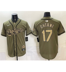 Men's Los Angeles Dodgers #17 Shohei Ohtani Olive 2026 Armed Forces Day Stitched Baseball Jersey