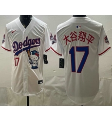 Men's Los Angeles Dodgers #17 Shohei Ohtani White Japanese Hello Kitty 2025 World Series Champions Limited Jersey