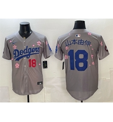 Men's Los Angeles Dodgers #18 山本由伸 Grey 2025 Tokyo Series Limited Stitched Baseball Jersey