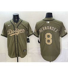 Men's Los Angeles Dodgers #8 Enrique Hernández Olive 2026 Armed Forces Day Stitched Baseball Jersey