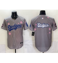 Men's Los Angeles Dodgers Team Big Logo Grey 2025 Tokyo Series Limited Stitched Baseball Jersey