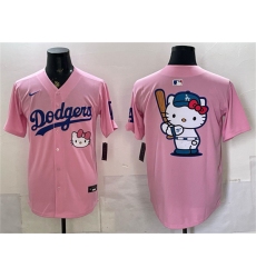 Men's Los Angeles Dodgers Team Big Logo Pink 2025 Hello Kitty Vapor Limited Stitched Baseball Jersey