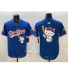 Men's Los Angeles Dodgers Team Big Logo Royal Hello Kitty Night 2025 World Series Champions Stitched Baseball Jersey