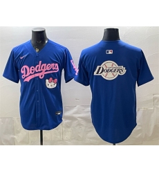Men's Los Angeles Dodgers Team Big Logo Royal Hello Kitty Night Stitched Baseball Jersey