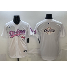 Men's Los Angeles Dodgers Team Big Logo White Hello Kitty Night Stitched Baseball Jersey