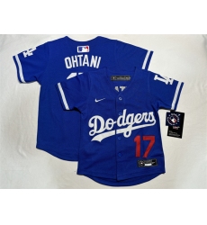 Toddler Los Angeles Dodgers #17 Shohei Ohtani Royal Stitched Baseball Jersey