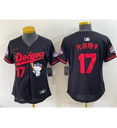 Women's Los Angeles Dodgers #17 大谷翔平 Black Hello Kitty Night 2025 World Series Champions Stitched Baseball Jersey(Run Small)