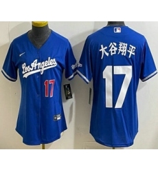 Women's Los Angeles Dodgers #17 大谷翔平 Blue Japanese Alternate Stadium Jersey