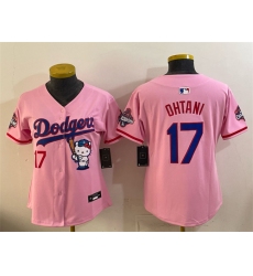 Women's Los Angeles Dodgers #17 Shohei Ohtani Pink Hello Kitty Night 2025 World Series Champions Stitched Baseball Jersey(Run Small)
