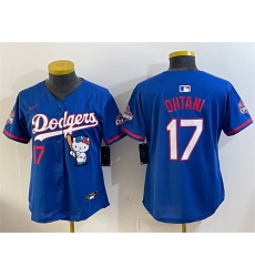 Women's Los Angeles Dodgers #17 Shohei Ohtani Royal Hello Kitty Night 2025 World Series Champions Stitched Baseball Jersey(Run Small)