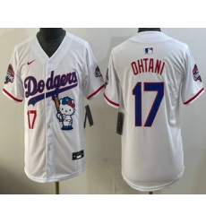 Youth Los Angeles Dodgers #17 Shohei Ohtani White Hello Kitty 2025 World Series Champions Limited Jersey