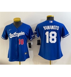 Youth Los Angeles Dodgers #18 Yoshinobu Yamamoto Royal Alternate Stadium Stitched Baseball Jersey