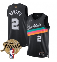 Men's San Antonio Spurs #2 Dylan Harper Black 2026 Finals City Edition Stitched Basketball Jersey