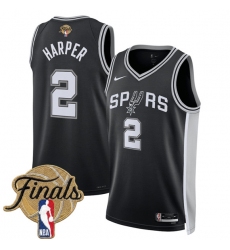Men's San Antonio Spurs #2 Dylan Harper Black 2026 Finals Icon Edition Stitched Basketball Jersey