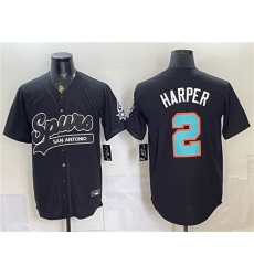 Men's San Antonio Spurs #2 Dylan Harper Black Stitched Baseball Jersey