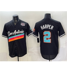 Men's San Antonio Spurs #2 Dylan Harper Black USA 250 City Edition Stitched Baseball Jersey