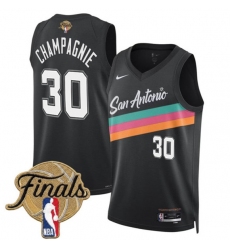 Men's San Antonio Spurs #30 Julian Champagnie Black 2026 Finals City Edition Stitched Basketball Jersey