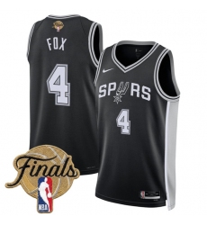 Men's San Antonio Spurs #4 De'Aaron Fox Black 2026 Finals Icon Edition Stitched Basketball Jersey