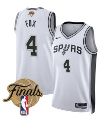 Men's San Antonio Spurs #4 De'Aaron Fox White 2026 Finals Association Edition Stitched Basketball Jersey