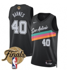 Men's San Antonio Spurs #40 Harrison Barnes Black 2026 Finals City Edition Stitched Basketball Jersey