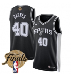 Men's San Antonio Spurs #40 Harrison Barnes Black 2026 Finals Icon Edition Stitched Basketball Jersey