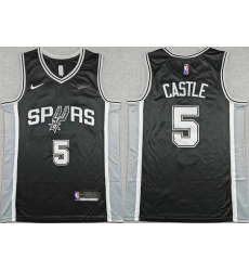 Men's San Antonio Spurs #5 Stephon Castle Black 2025-26 Icon Edition Stitched Basketball Jersey