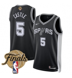 Men's San Antonio Spurs #5 Stephon Castle Black 2026 Finals Icon Edition Stitched Basketball Jersey