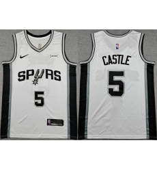 Men's San Antonio Spurs #5 Stephon Castle White 2025-26 Association Edition Stitched Basketball Jersey