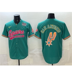 Men's San Antonio Spurs Team Big Logo Teal USA 250 Stitched Baseball Jersey