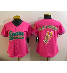 Women's San Antonio Spurs Team Big Logo Pink Stitched Baseball Jersey