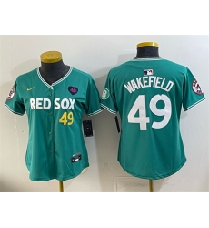 Women's Boston Red Sox #49 Tim Wakefield Memorial Green 2025 City Connect Limited Stitched Baseball Jersey(Run Small)