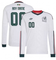 Men's Mexico Custom White 2026 Away Long Sleeve Soccer Jersey