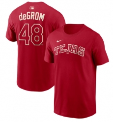 Men's Texas Rangers #48 Jacob deGrom Red 2026 City Connect Name & Number T-Shirt