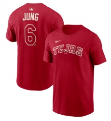 Men's Texas Rangers #6 Josh Jung Red 2026 City Connect Name & Number T-Shirt
