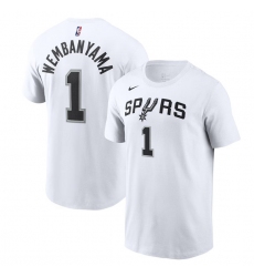 Men's San Antonio Spurs #1 Victor Wembanyama White Playmaker Name & Number T-Shirt