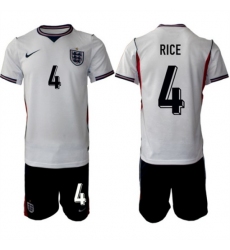 Men's England #4 Declan Rice 2026 White Home Soccer Jersey Suit