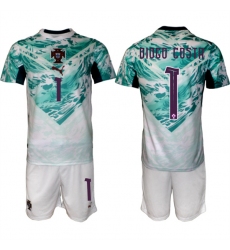 Men's Portugal Team #1 Diogo Costa Green 2026 World Cup Away Soccer Jersey Suit