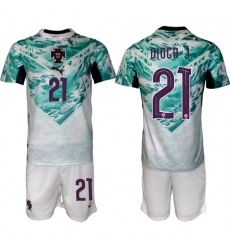 Men's Portugal Team #21 Diogo Jota Green 2026 World Cup Away Soccer Jersey Suit