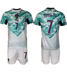 Men's Portugal Team #7 Cristiano Ronaldo Green 2026 World Cup Away Soccer Jersey Suit