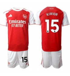 Men's Arsenal F.C #15 Jakub Kiwior 2026 Red Home Soccer Jersey Suit