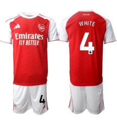 Men's Arsenal F.C #4 Ben White 2026 Red Home Soccer Jersey Suit