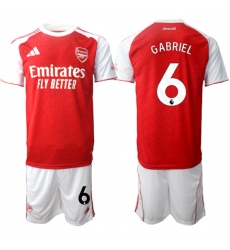 Men's Arsenal F.C #6 Gabriel 2026 Red Home Soccer Jersey Suit